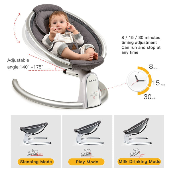 Electric Baby Bouncers with Bluetooth and Five Gear Swing