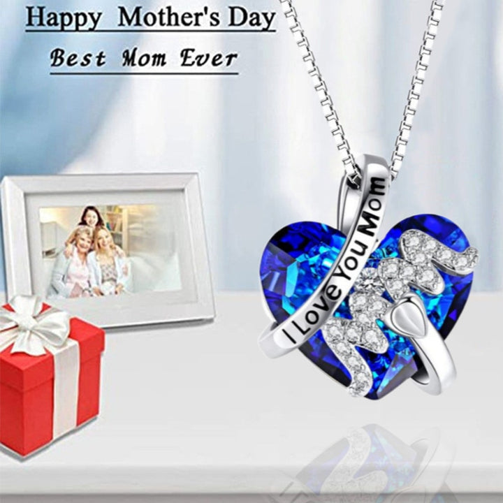 TOKOMOM™ Necklace Red or Blue Heart Crystal Jewelry for Ladies & Mothers